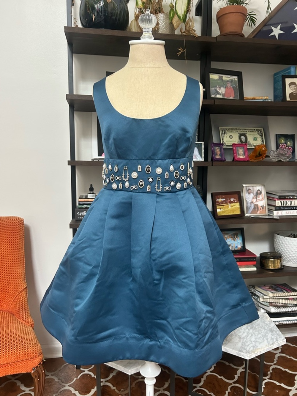 ANTHROPOLOGIE Party Dress with Embellished Waist SIZE M